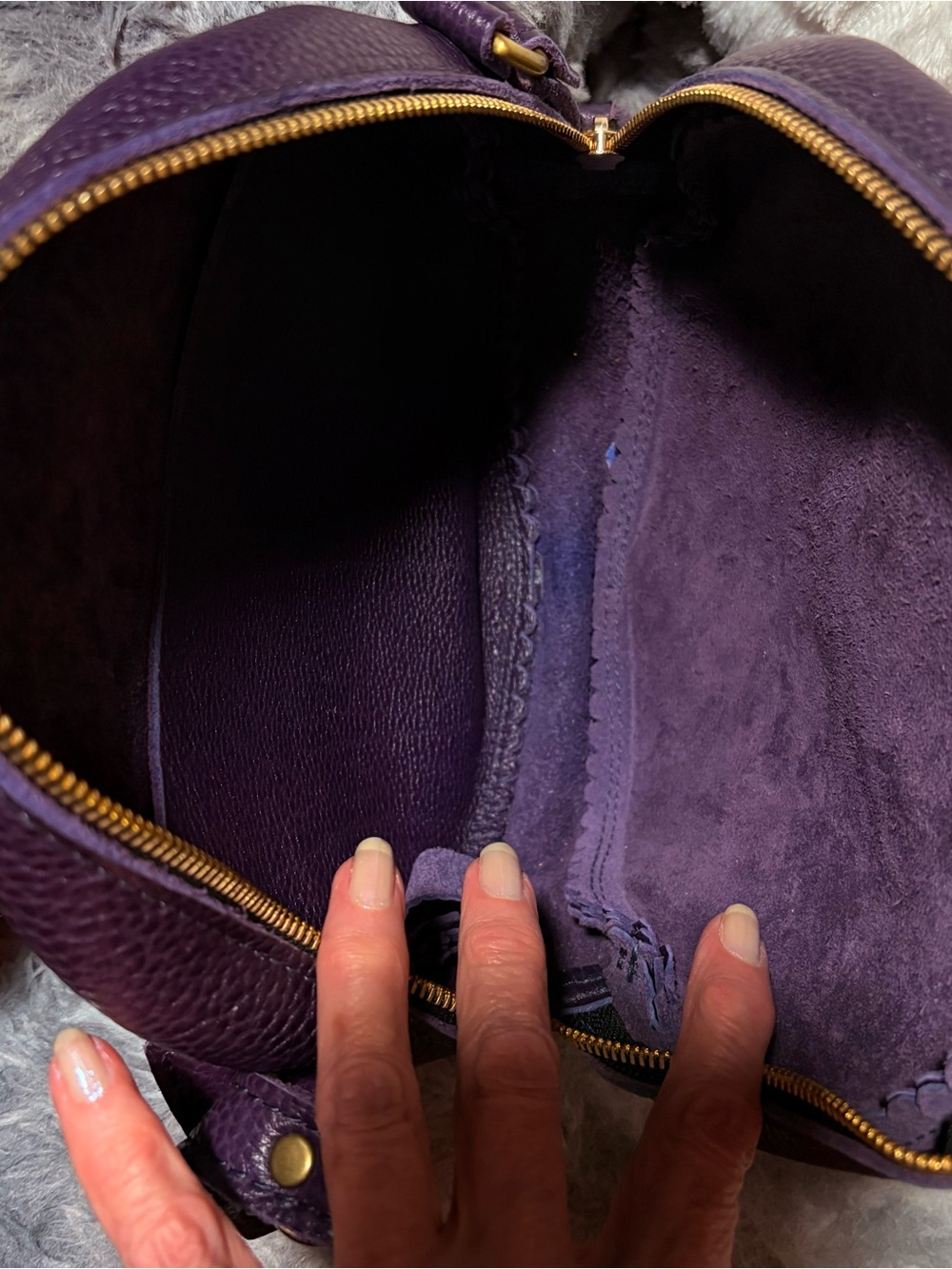 Portland Leather Group Round Crossbody Bag - Large - Deep Plum - Picture 7 of 7